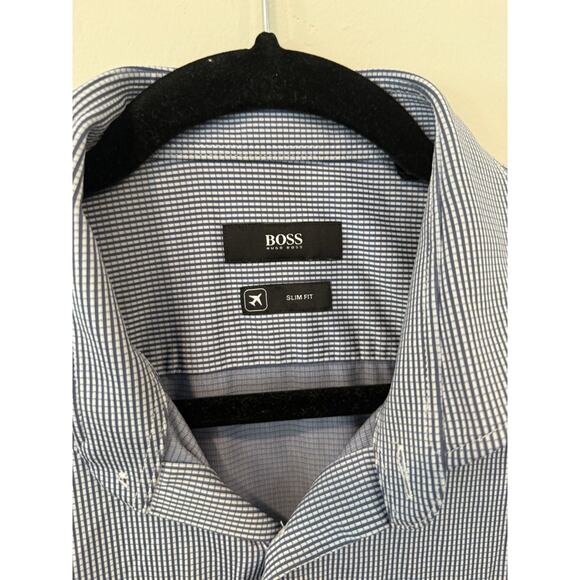 Hugo Boss Jason Slim Fit Button Down Oxford Dress Shirt Size 40 16 1/2 L 1948 - Picture 4 of 10
